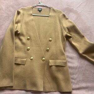 INC International Concepts Gold Camel Double-Breasted Blazer